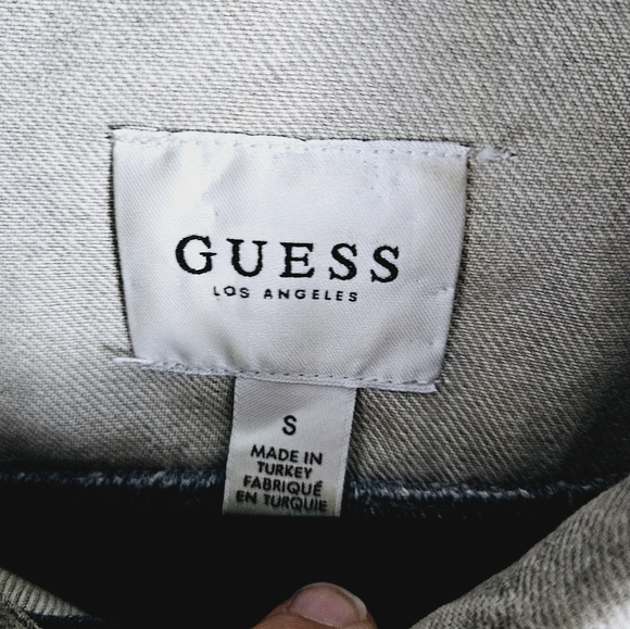 GUESS | Jessie two-tone denim long button up jean trucker jacket - Picture 5 of 10